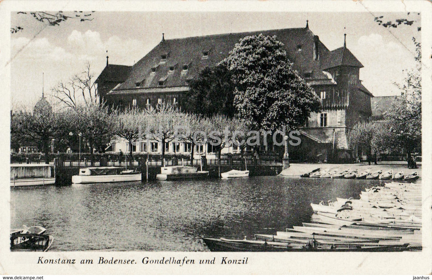 Konstanz am Bodensee - Gondelhafen und Konzil - old postcard - 1949 - Germany - used - JH Postcards
