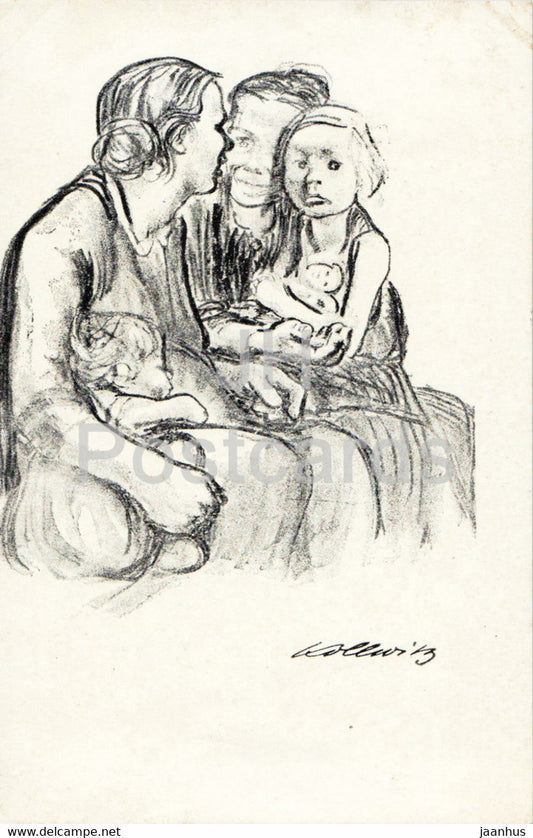 painting by Kathe Kollwitz - Frauen im Gesprach - Women in conversation - German art - Germany – unused - JH Postcards
