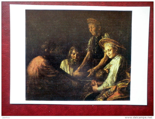 painting by Mikhail Shibanov - Peasant Lunch , 1774 - russian art - unused - JH Postcards