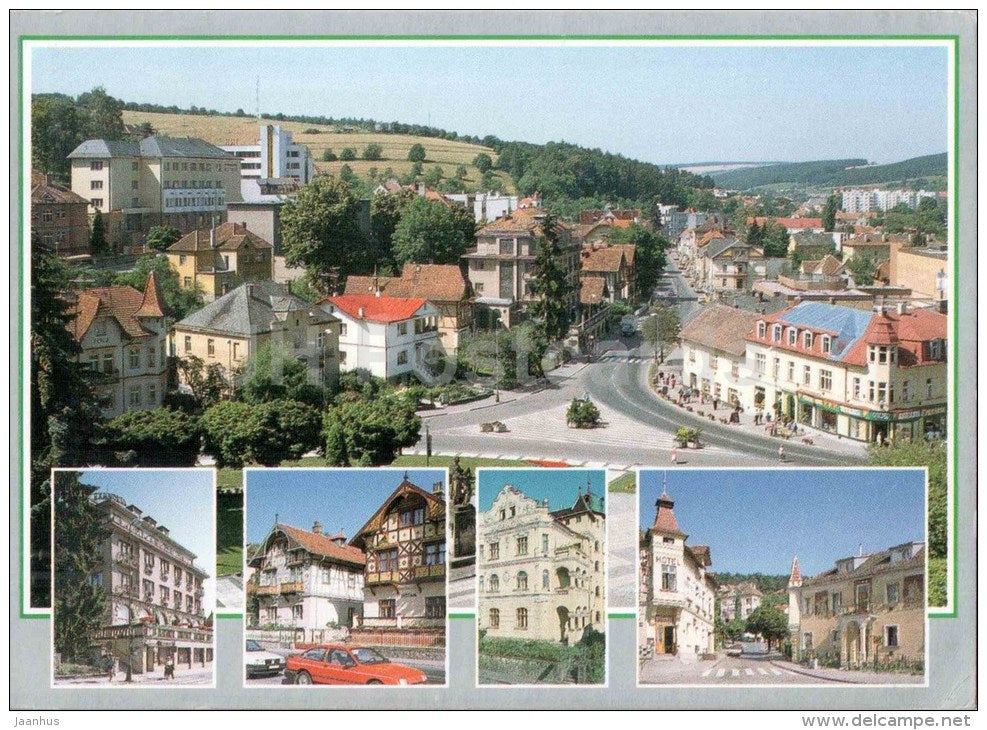 Luhacovice - 28. October square - Masaryk Street - Czech Republic - used 1997 - JH Postcards