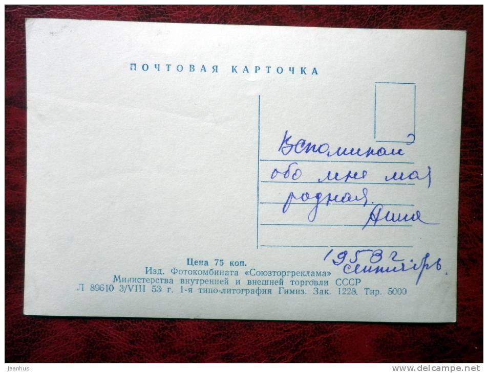 Leningrad - St Petersburg - Palace of Peter I in the summer garden - 1953 - Russia - USSR - used - JH Postcards