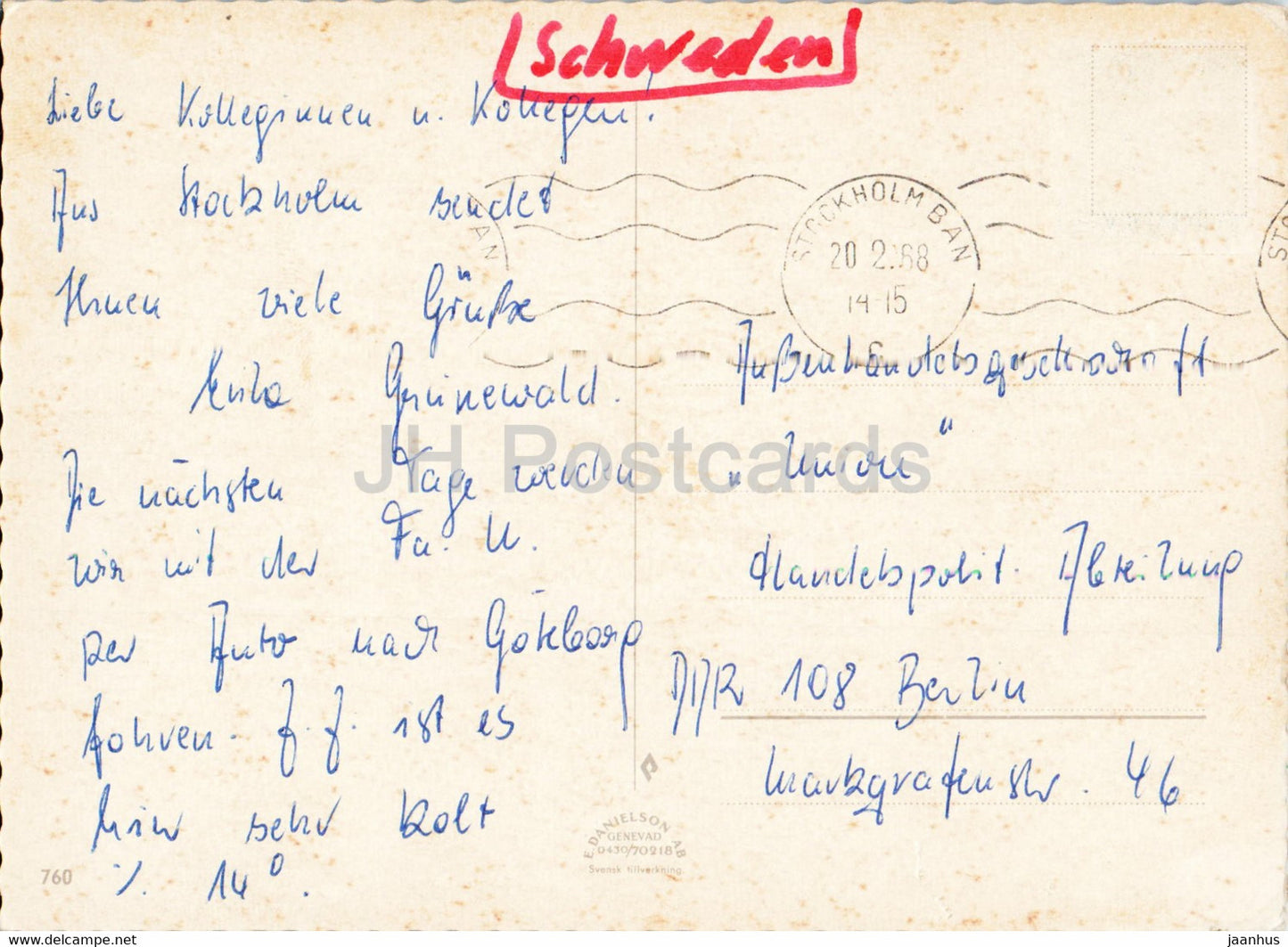 Stockholm - Halsningar fran Stockholm - tram - bateau - 1968 - Suède - occasion