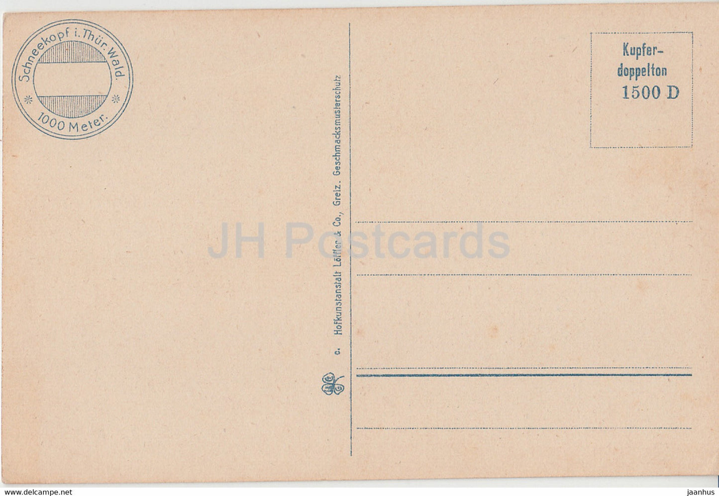 Schneekopf 1000 m - Thur Wald - deer - old postcard - Germany - unused