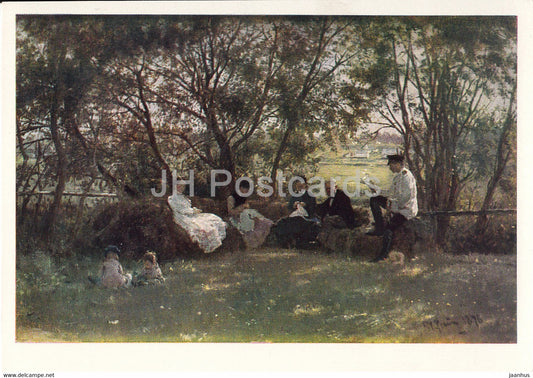 painting by I. Repin - On the Turf Seat - Russian art - 1966 - Russia USSR - unused - JH Postcards