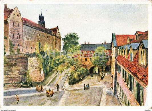 painting by E Huber - Die Plassenburg ob Kulmbach - Reichsschule des NS Bundes - Austrian art - Germany - unused - JH Postcards