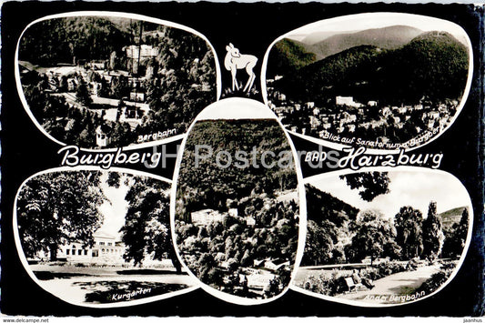Burgberg - Bad Harzburg - Bergbahn - Kurgarten - old postcard - Germany - unused - JH Postcards