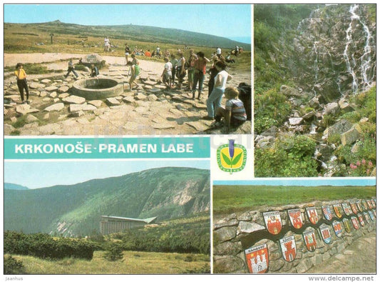 Labska mountain - waterfall - spring of the Elbe - Krkonose - Pramen Labe - Czechoslovakia - Czech - unused - JH Postcards