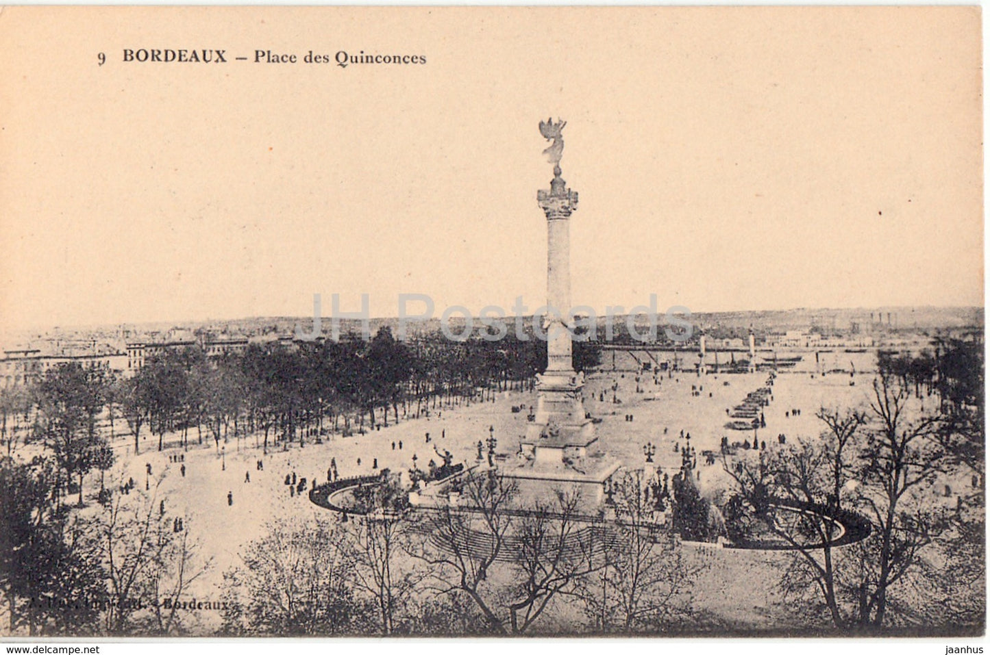 Bordeaux - Place des Quinconces - 9 - 1917 - old postcard - France - used - JH Postcards