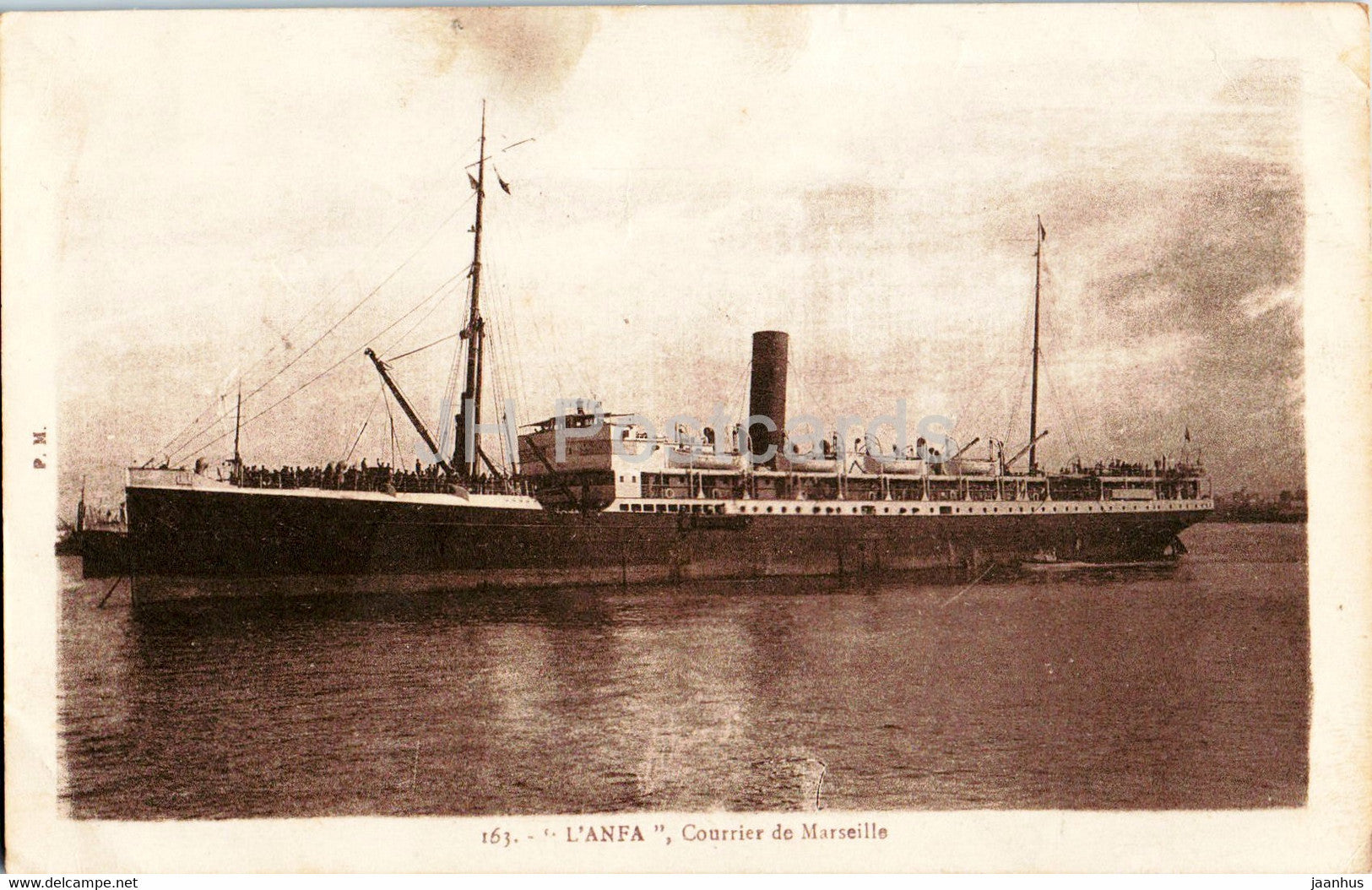 L'Anfa - Courrier de Marseille - ship - steamer - 163 - old postcard - 1927 - France - used - JH Postcards