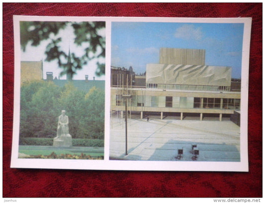The monument to poet Rainis - The Rainis State Art Theatre - Riga - 1980 - Latvia USSR - unused - JH Postcards