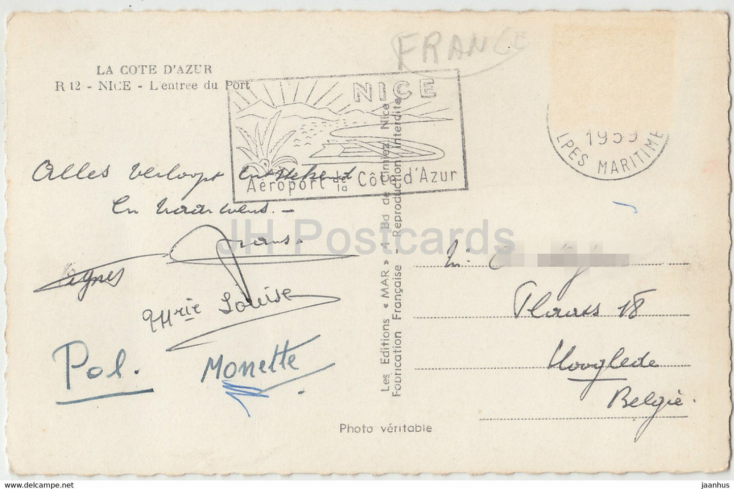 Nizza - L'Entree du Port - alte Postkarte - 1959 - Frankreich - gebraucht
