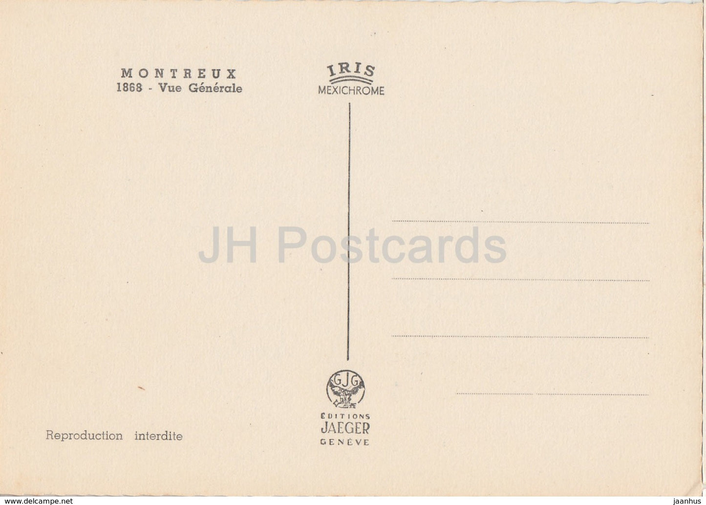 Montreux - Vue Generale - general view - 1868 - Switzerland - unused