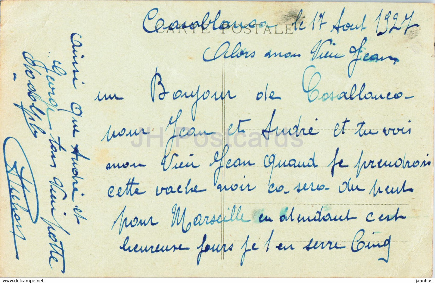 L'Anfa - Courrier de Marseille - navire - paquebot - 163 - carte postale ancienne - 1927 - France - occasion