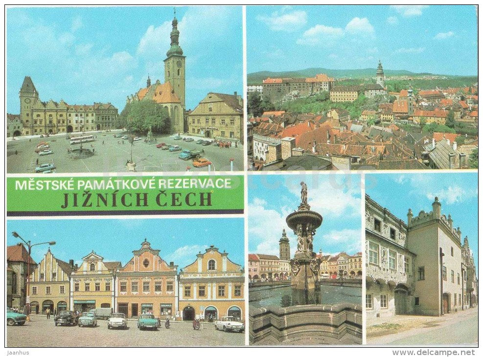 Southern Bohemia - Tabor - Cesky Krumlov - Pelhrimov - Ceske Budejovice - Slavonice - Czechoslovakia - Czech - unused - JH Postcards