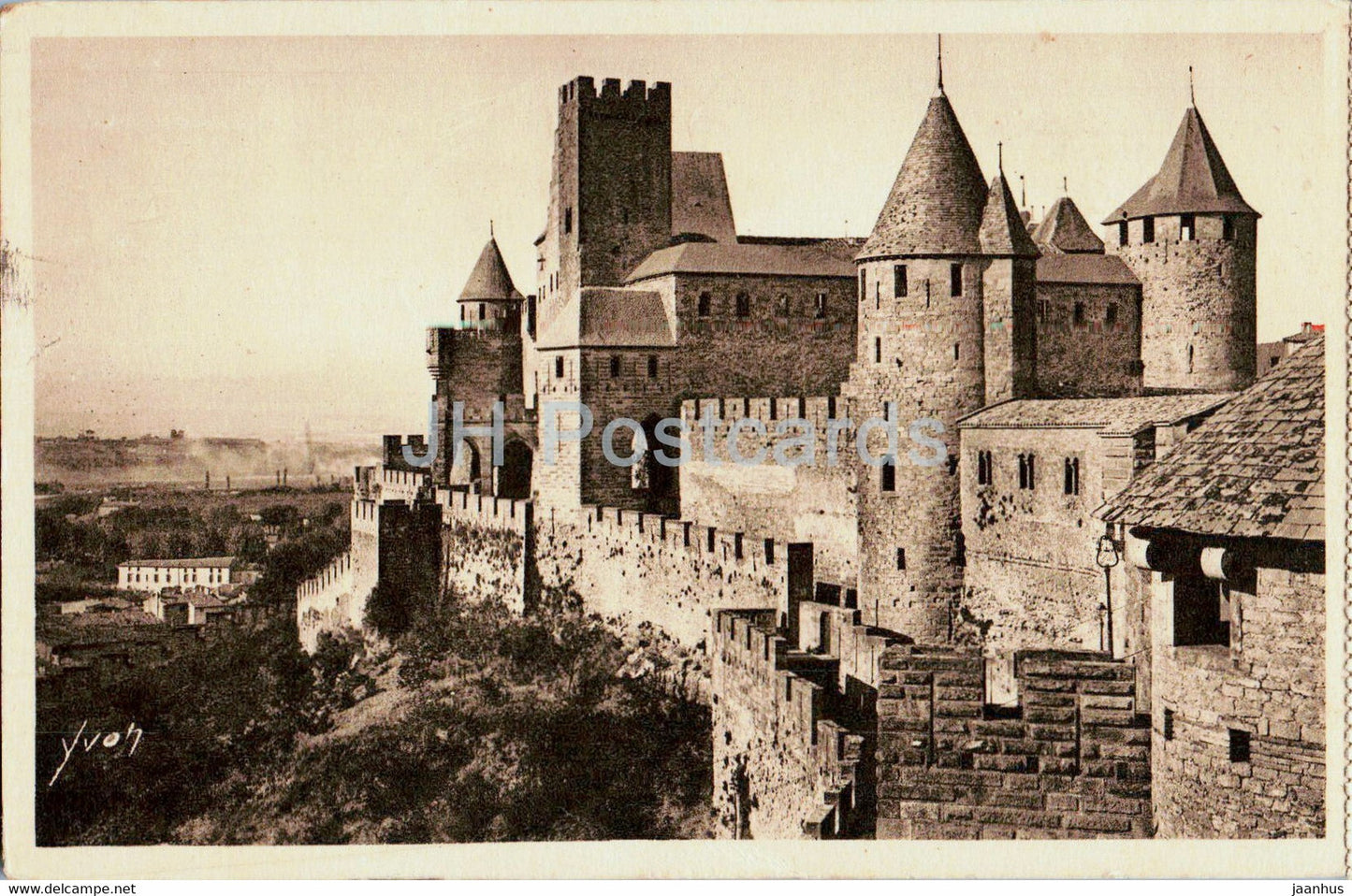Carcassonne - La Cite - Le Chateau Comtal - La Douce France - castle - 22 - old postcard - 1935 - France - used - JH Postcards