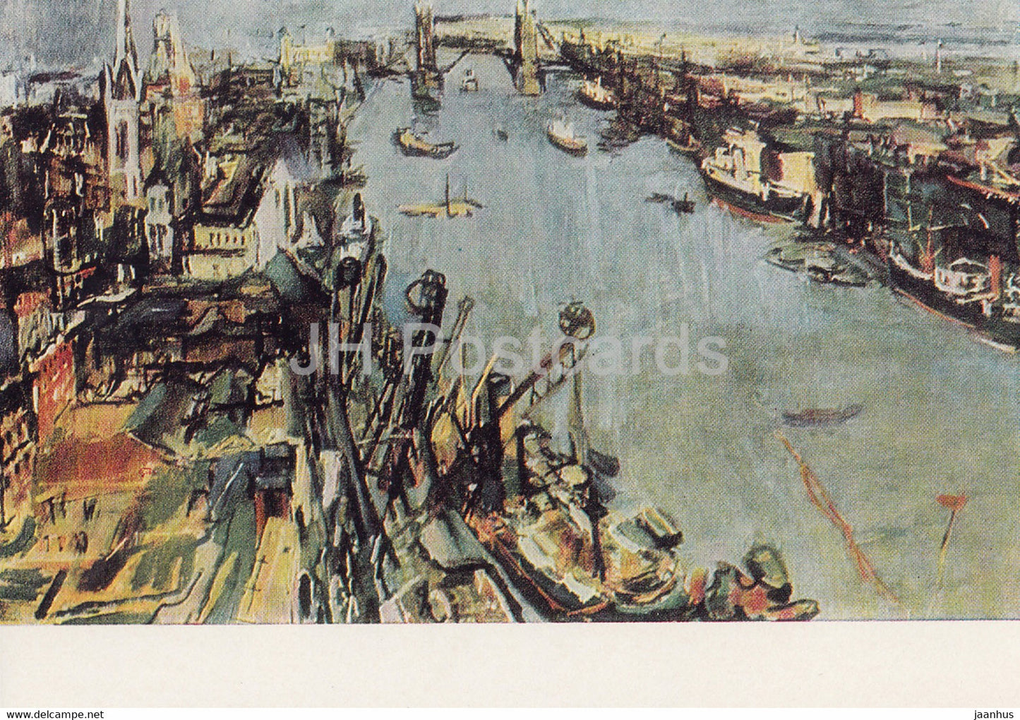 painting by Oskar Kokoschka - London - Tower Bridge - Austrian art - 1967 - Russia USSR - unused - JH Postcards