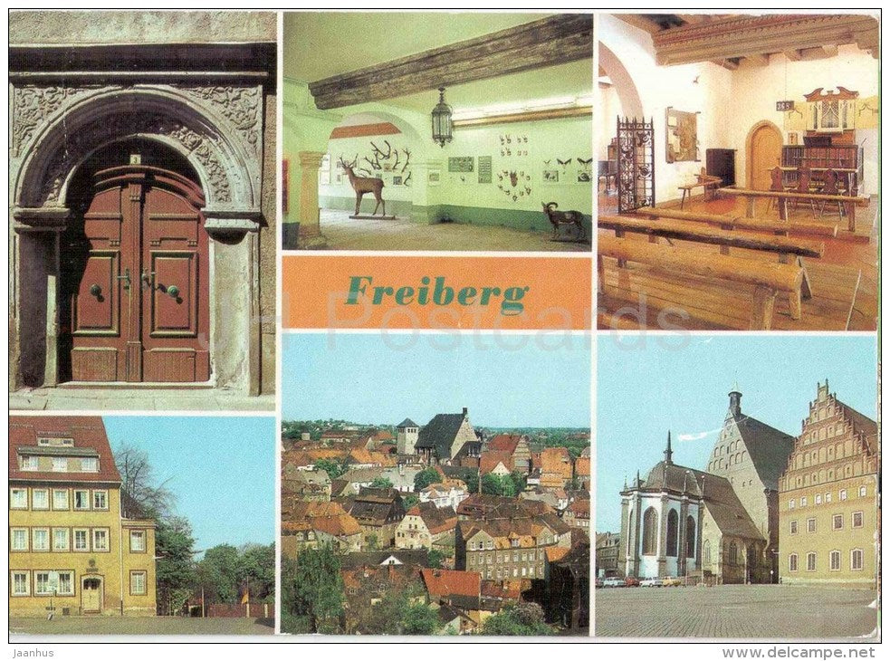 Freiberg - Renaissance-Portal Harderstrasse 3 - Naturkundenmuseum - Dom - Körnerhaus - Germany - 1986 gelaufen - JH Postcards