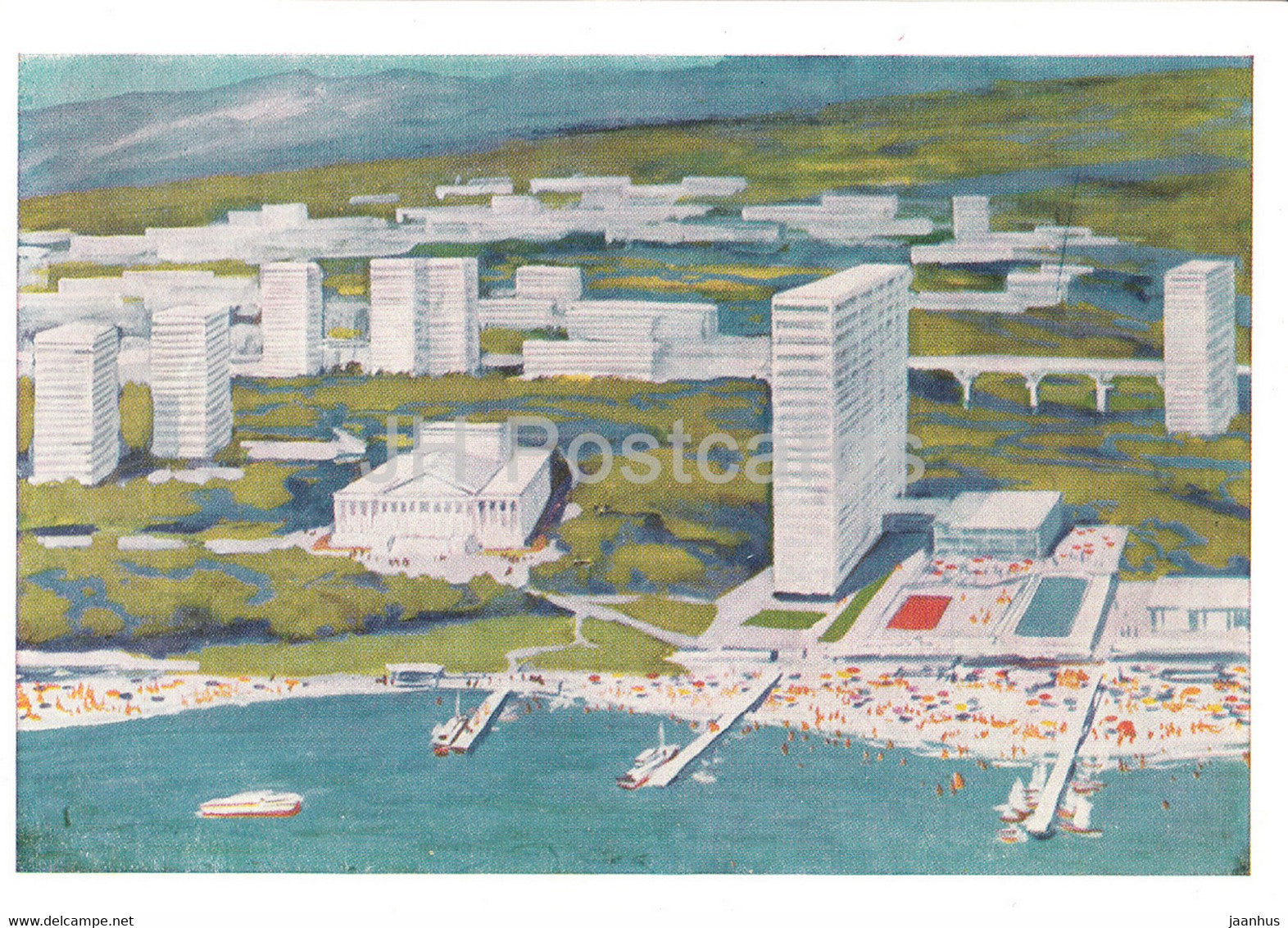 EXPO 67 Montreal - 1967 Soviet Pavilion - Fragment of the diorama Sochi Theatre and hotel - 1968 - Russia USSR - unused - JH Postcards