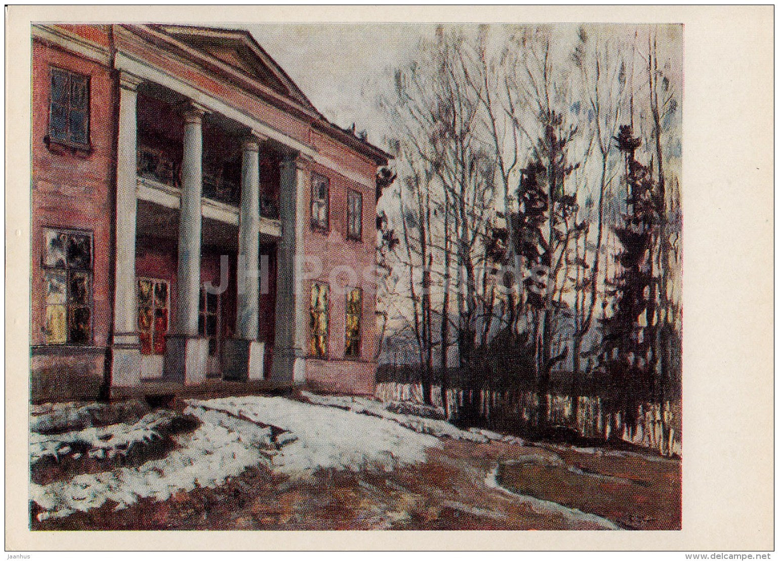 painting by S. Zhukovsky - Manor . Glow of sunset , 1912 - Russian art - 1982 - Russia USSR - unused - JH Postcards