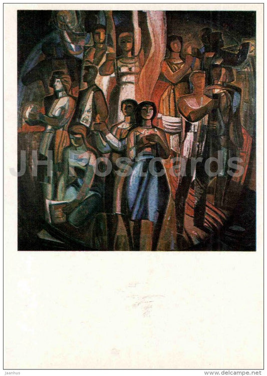 painting by L. Mikko - Fire-Bearers , 1969 - estonian art - Estonia USSR - 1984 - unused - JH Postcards