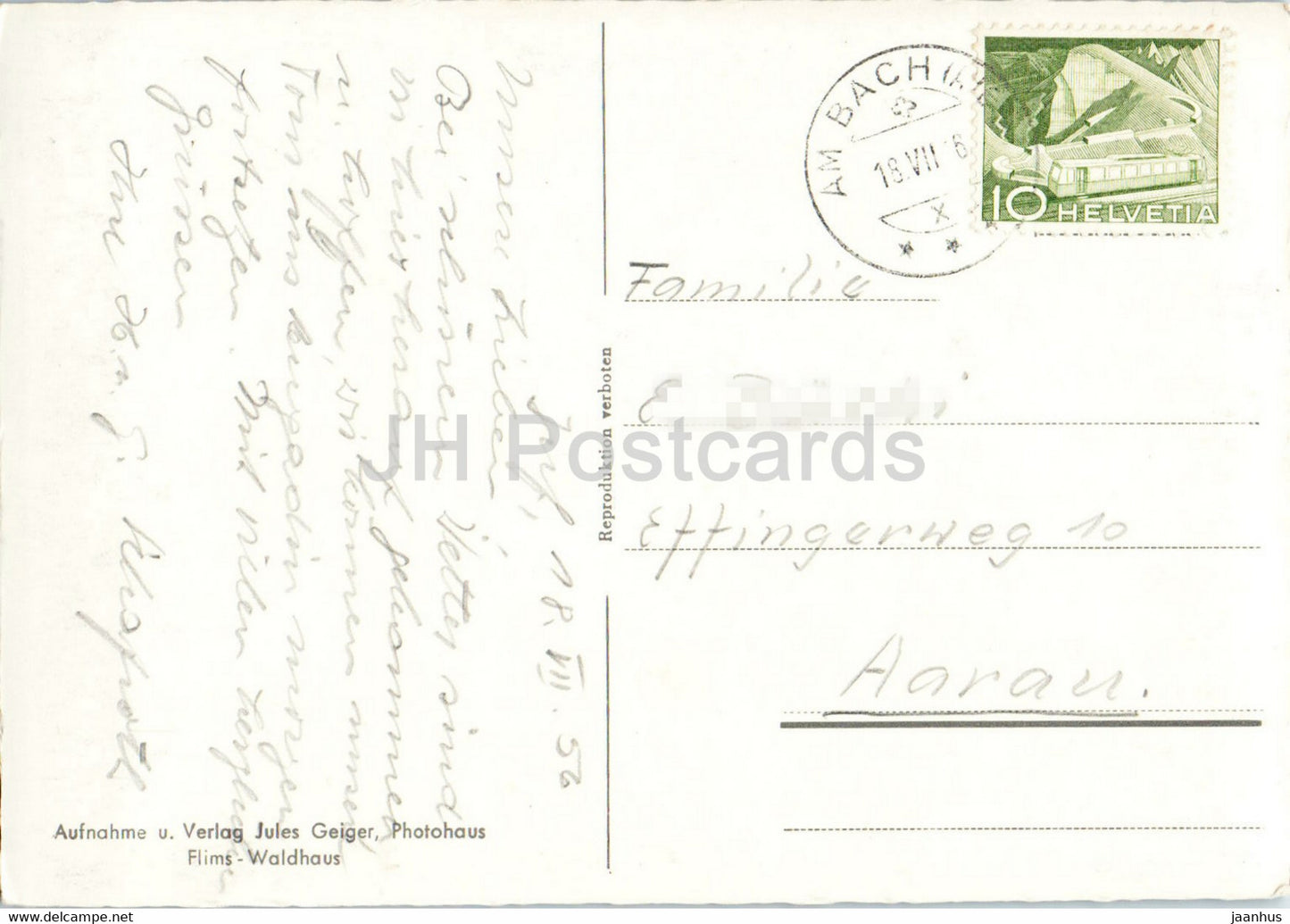 Avers Juf 2133 m - 4070 - carte postale ancienne - 1956 - Suisse - occasion