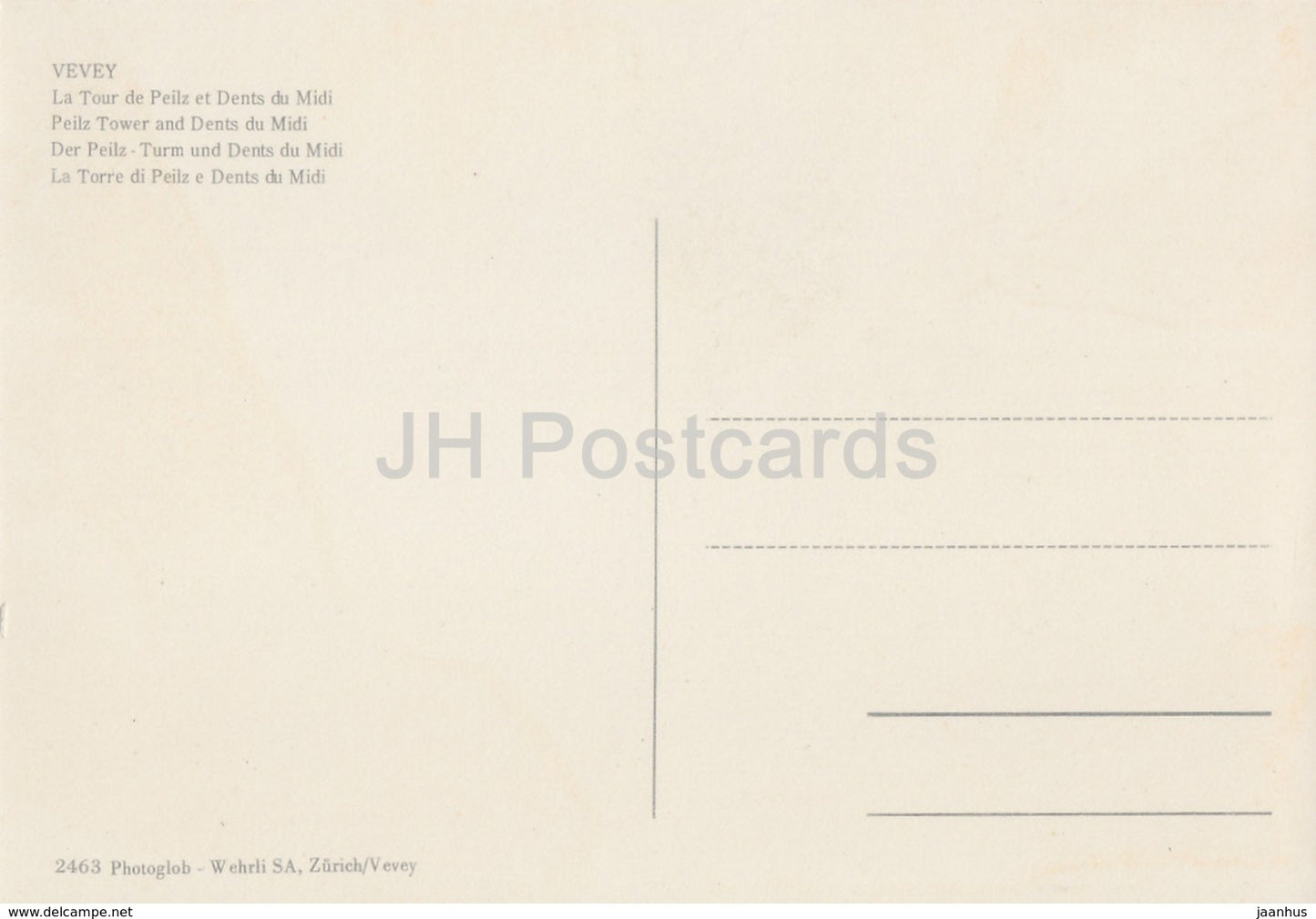 Vevey - La Tour de Peilz et Dents du Midi - Peilz Tower and Dents du Midi - panorama - 2463 - Switzerland - unused