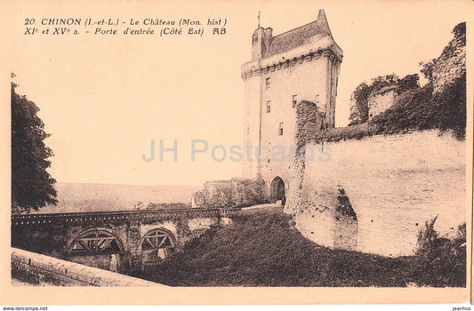 Chinon - Le Chateau - Porte d'entree - castle - 20 - old postcard - France - unused