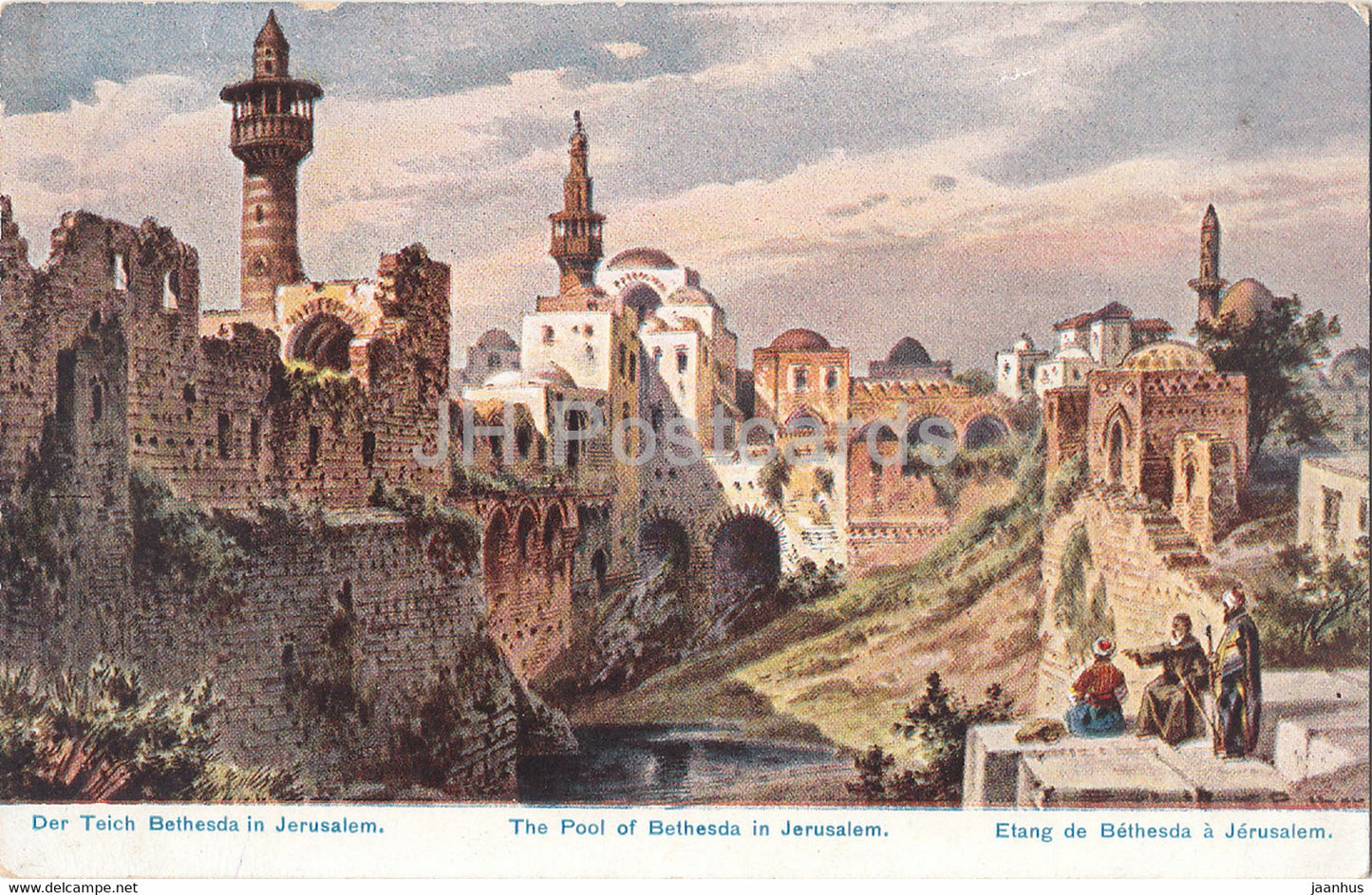 The Pool of Bethesda in Jerusalem - Etang de Bethesda a Jerusalem - 35 - illustration - old postcard - Germany - used - JH Postcards