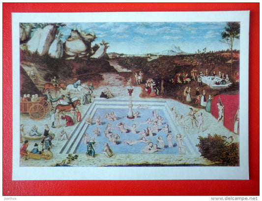 painting by Lucas Cranach the Elder . Fountain of Youth - german art - unused - JH Postcards