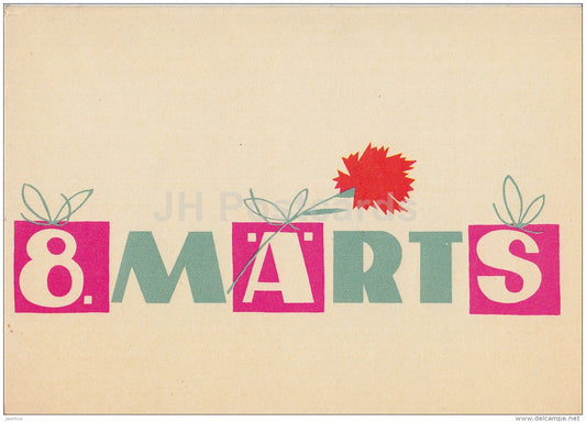 8th March Greeting Card by I. Raudsepp - International Womens Day - 1967 - Estonia USSR - used - JH Postcards