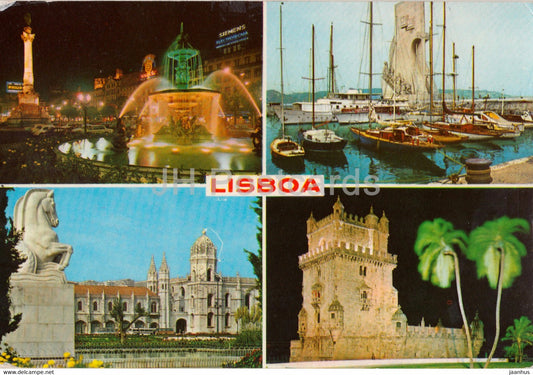 Lisbon - Lisboa - multiview - sailing boat - architecture - multiview - Portugal - used - JH Postcards