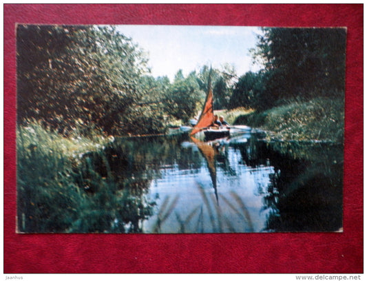 in the flow - boat - Lake Seliger - 1968 - Russia USSR - unused - JH Postcards