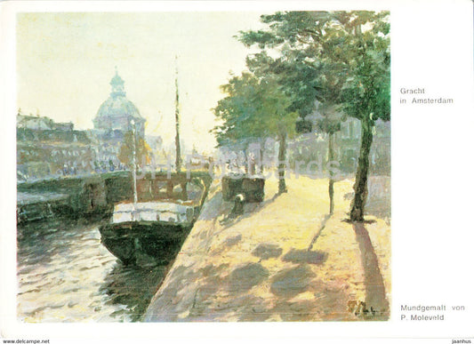 painting by P. Moleveld - Gracht im Amsterdam - art - Germany - unused - JH Postcards