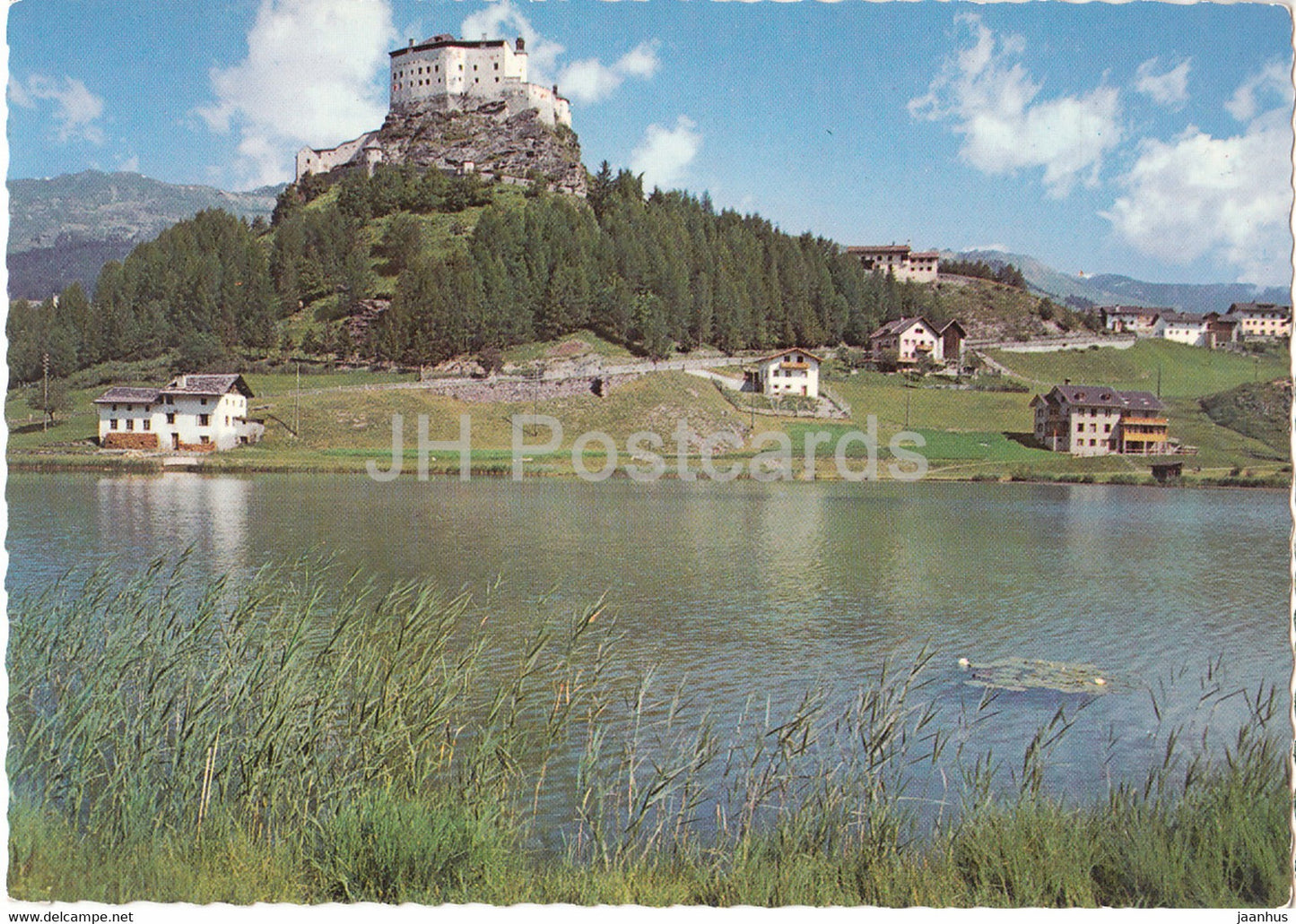 Scuol Tarasp Vulpera 1250 m - Schloss Tarasp mit See - castle - Switzerland - unused - JH Postcards