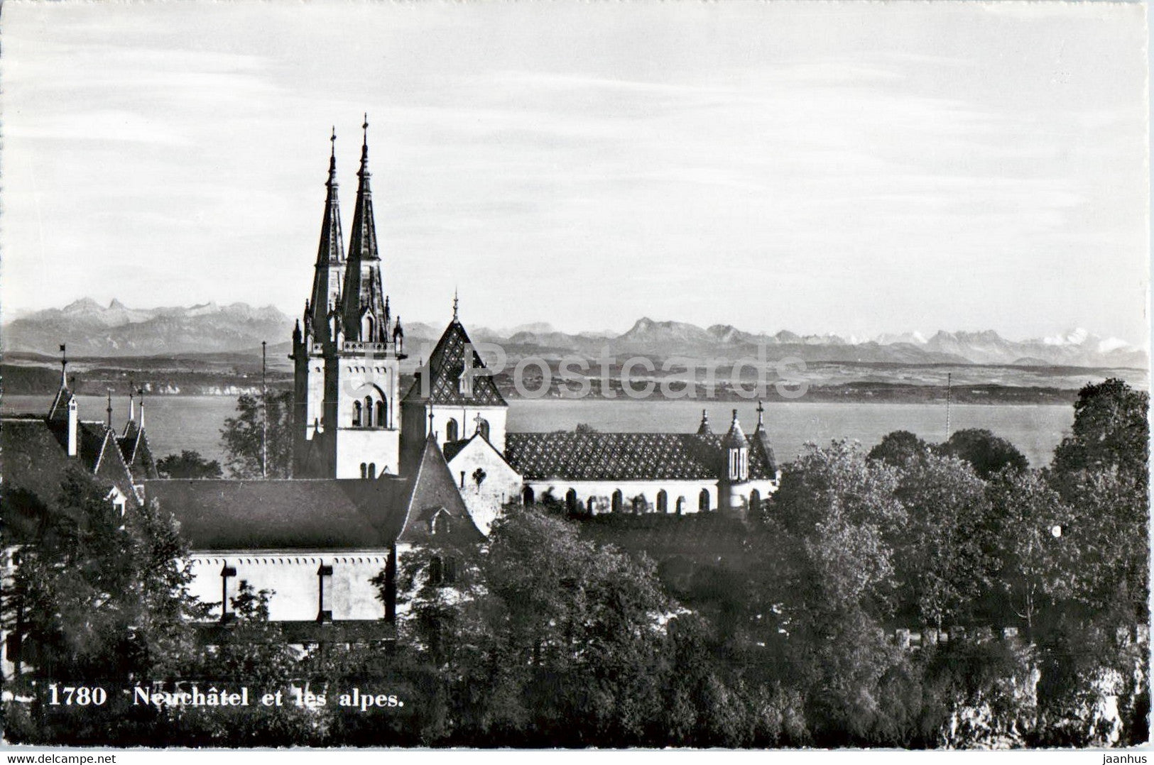 Neuchatel et les Alpes - 1780 - old postcard - Switzerland - unused - JH Postcards