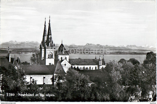 Neuchatel et les Alpes - 1780 - old postcard - Switzerland - unused - JH Postcards
