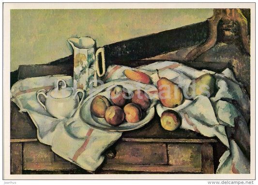 painting by Paul Cezanne - Still Life with Peaches and Pears , 1888-90 - French art - 1980 - Russia USSR - unused - JH Postcards