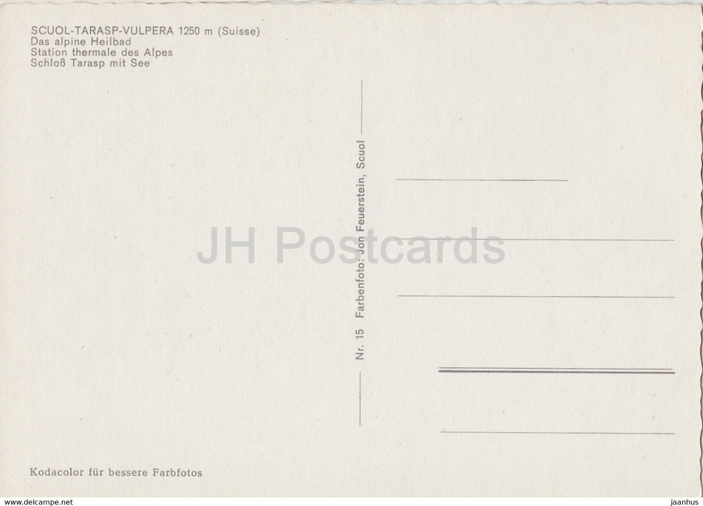 Scuol Tarasp Vulpera 1250 m - Schloss Tarasp mit See - castle - Switzerland - unused