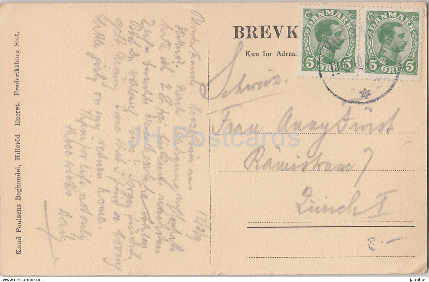 Frederiksborg Slot - château - carte postale ancienne - 1919 - Danemark - utilisé