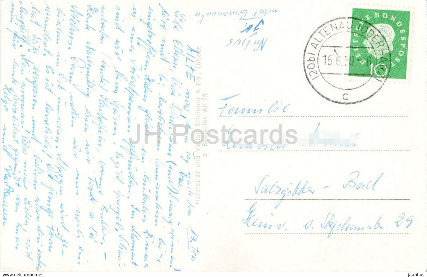 Altenau Oberharz - Partie am Dammgraben - carte postale ancienne - 1959 - Allemagne - utilisé