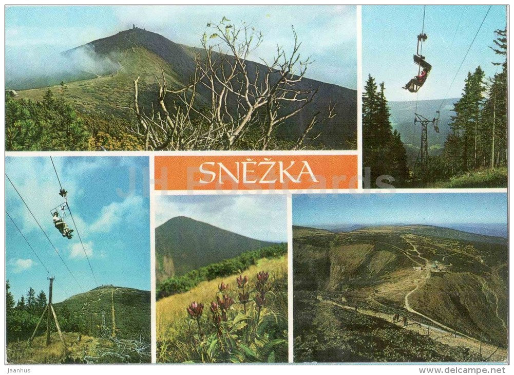 Snezka mountain - cable car - Czechoslovakia - Czech - unused - JH Postcards