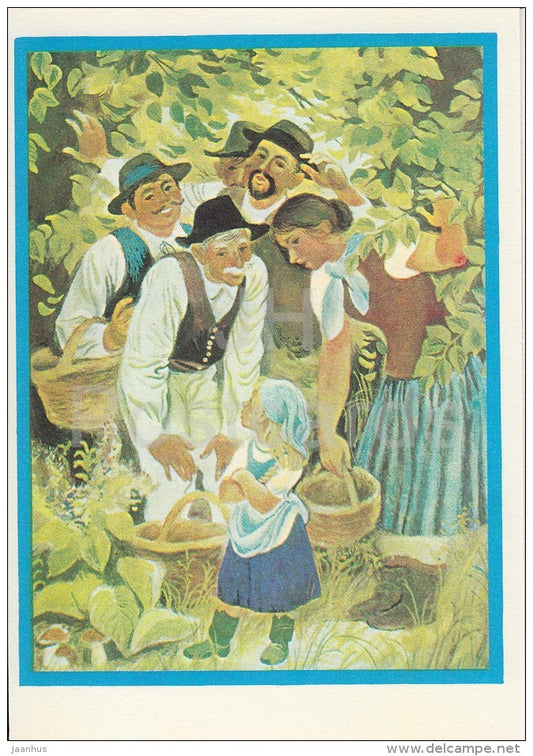illustration - mushrooming - Don´t Cry Mushroom by D. Mrazkova - fairy tale  - 1979 - Russia USSR - unused - JH Postcards