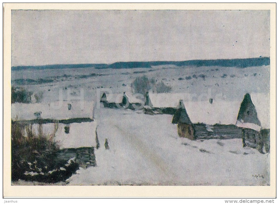 painting by I. Levitan - Village in Winter - Russian art - 1969 - Russia USSR - unused - JH Postcards