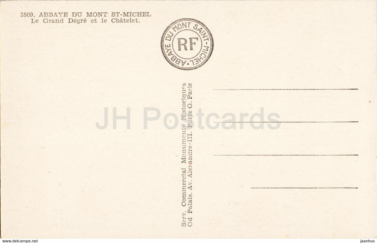 Abbaye Du Mont St Michel - Le Grand Degre et le Chatelet - Cathedral - 3509 - old postcard - France - unused