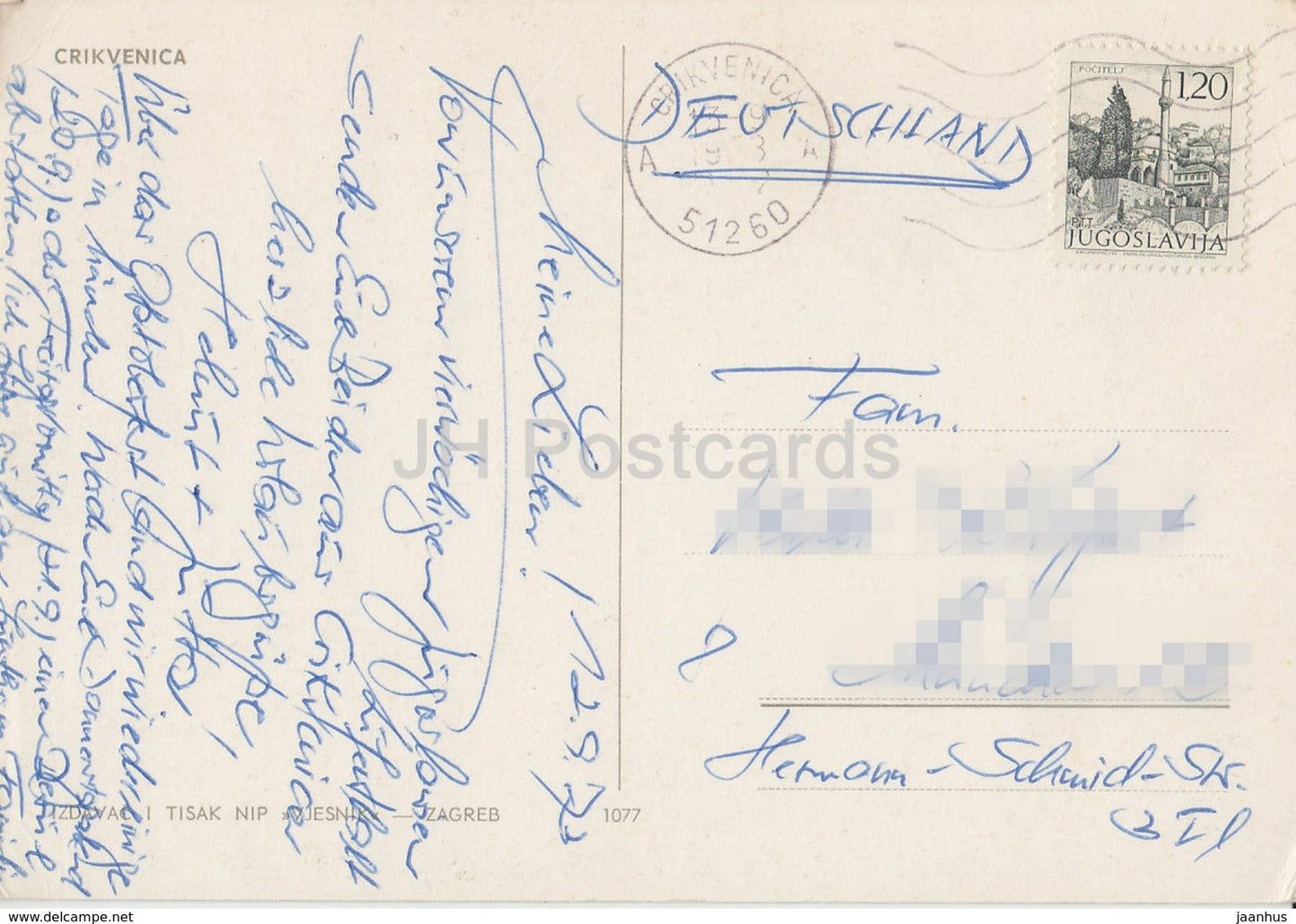 Crikvenica - Boot - Multiview - Kroatien - Jugoslawien - gebraucht