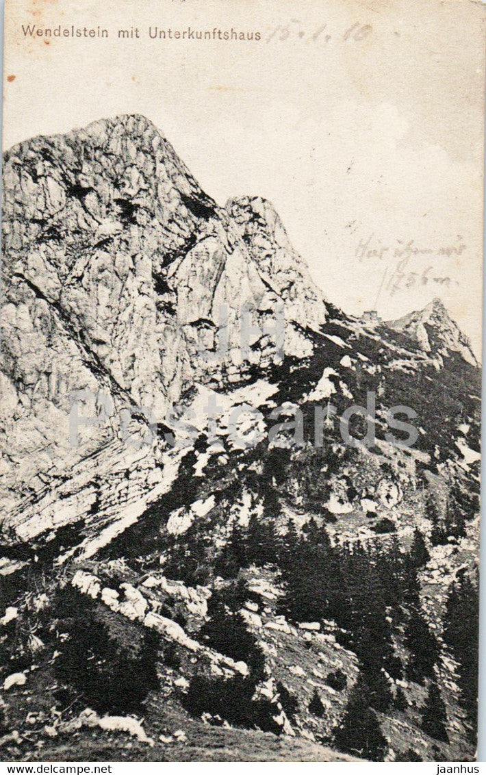 Wendelstein mit Unterkunftshaus - 1910 - old postcard - Germany - used - JH Postcards
