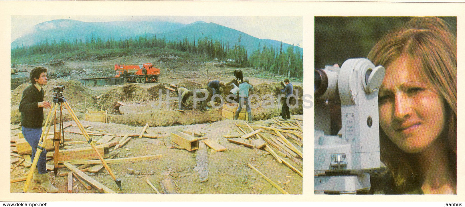 surveyor - 1 - BAM - Baikal-Amur Mainline , construction of the railway - 1978 - Russia USSR - unused - JH Postcards