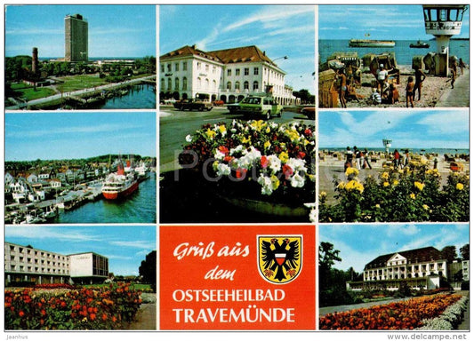 Grüss aus Ostseeheilbad Travemünde - strand - beach - Germany - 1985 gelaufen - JH Postcards