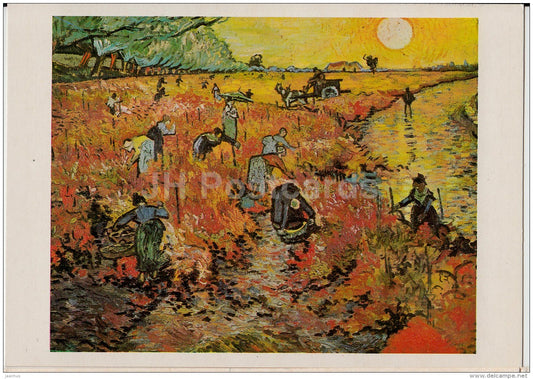 painting  by Vincent van Gogh - The Red Vineyards at Arles , 1888 - Dutch art - 1980 - Russia USSR - unused - JH Postcards