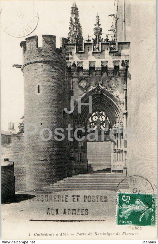 Cathedrale d'Albi - Porte de Dominique de Florence - 4 - cathedral - old postcard - 1910 - France - used - JH Postcards